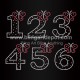 Numbers One To Six Iron On Rhinestone Transfers Butterfly Heat Motifs